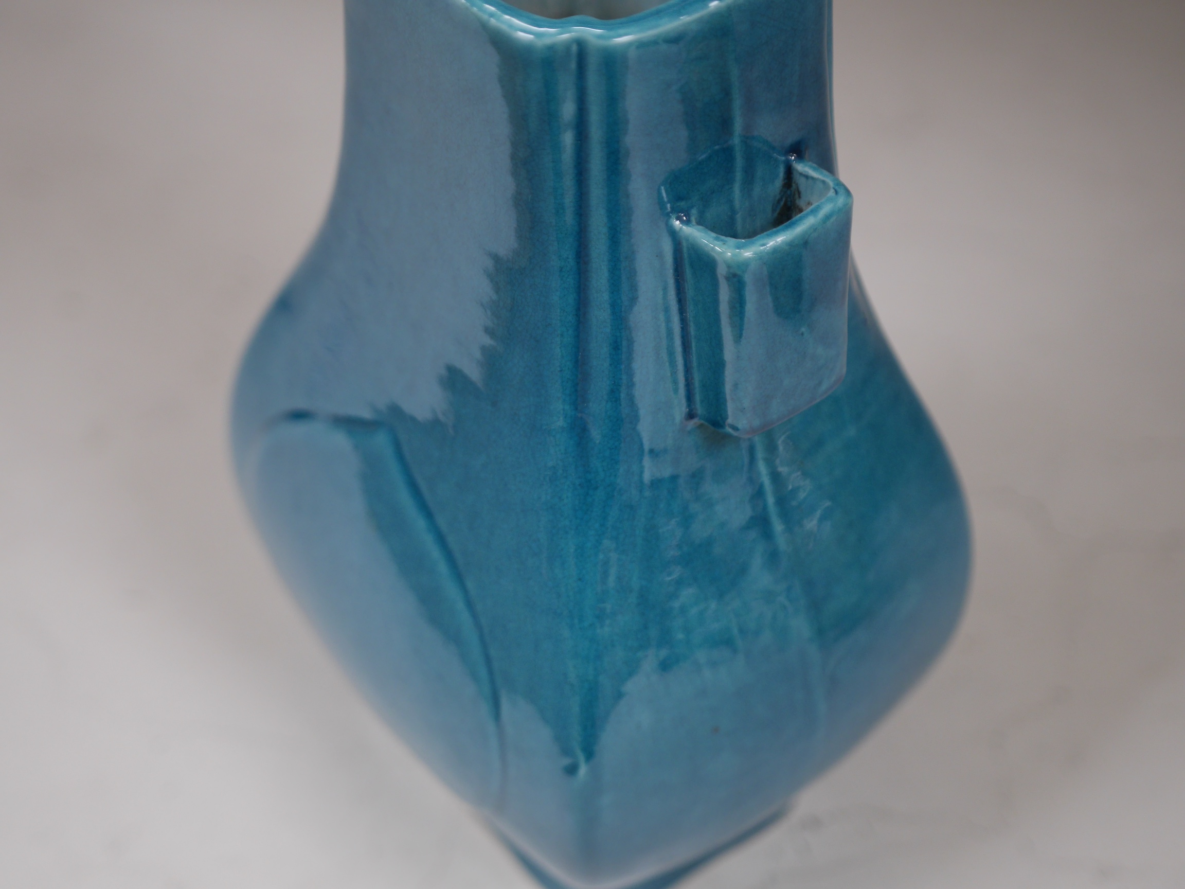 A Chinese turquoise glazed monochrome hu vase, 30cm high. Condition - good